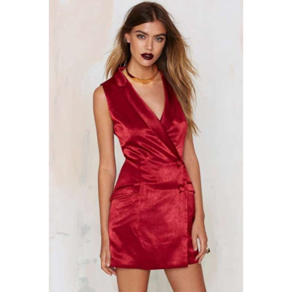 Nasty Gal Like a Million Red Tux Dress